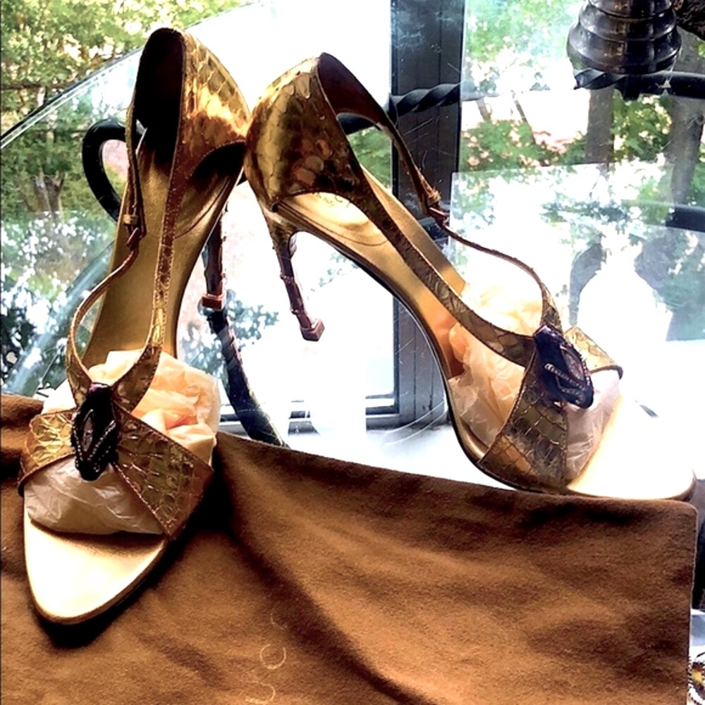 Tom Ford Gucci Purple Serpent Head Python Heels - image 5